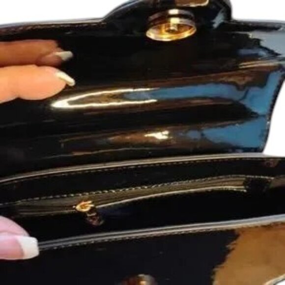 Valentino Orlandi NEW Black Patent Leather crossbody handbag $210 - Picture 6 of 8